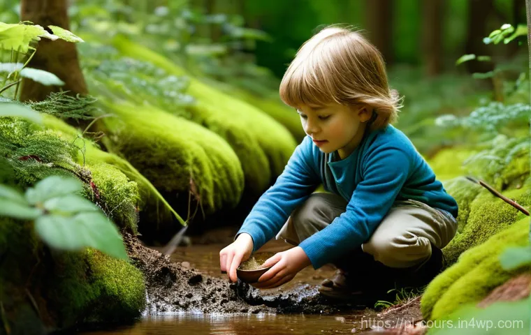 야외 학습의 사회적 영향 - **Prompt 2: Collaborative Forest Builders**
    "A small group of 4-7-year-old children are actively...