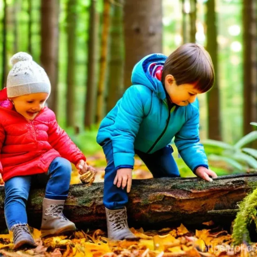 야외 학습을 위한 커리큘럼 개발 전략 - **Forest Kindergarten Exploration:** A vibrant, sun-dappled scene set within a lush European forest,...