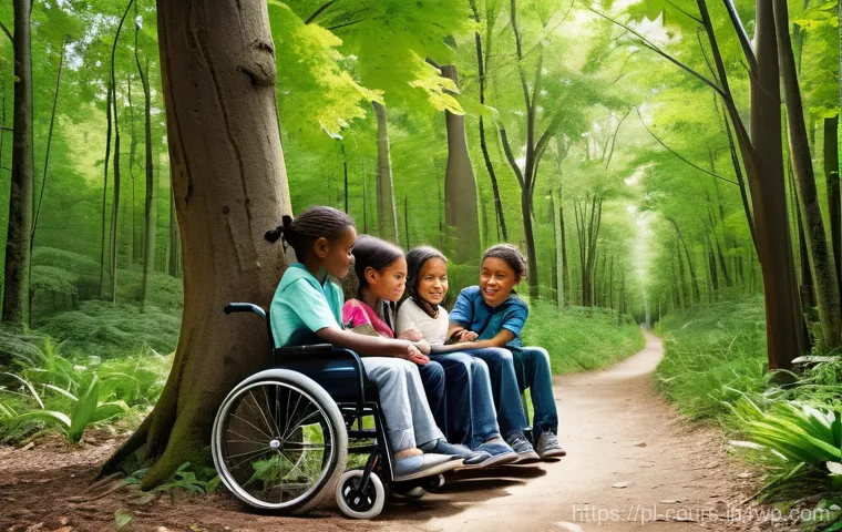 야외 학습을 위한 커리큘럼 개발 전략 - **Outdoor Science Lesson in the Park:** A lively image featuring 5-7 primary school-aged children, a...