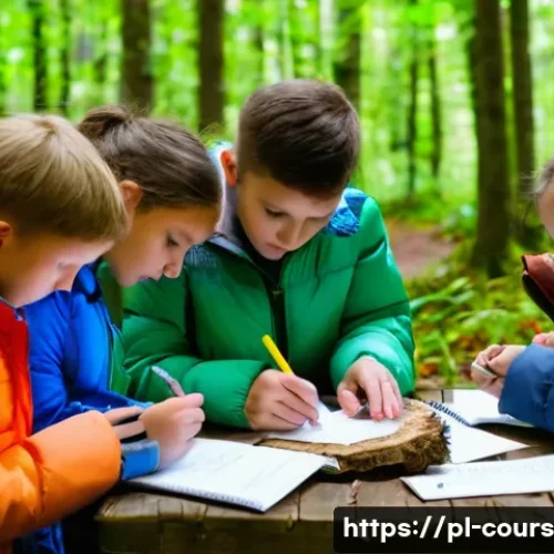 Home 33 야외 학습의 목표 설정 전략 - A diverse group of Polish school children aged around 10-12, dressed in casual outdoor clothes and l...