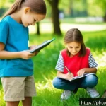 Home 23 야외 학습과 인성 교육 - A group of young children wearing colorful casual clothes and comfortable shoes, playing and explori...