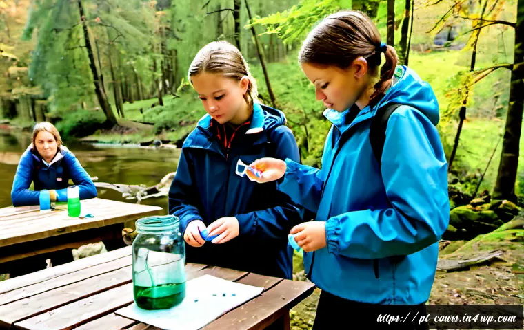 야외 학습과 지속 가능성 교육 - Photorealistic outdoor sustainability lesson in a Polish national park, a diverse group of middle-sc...